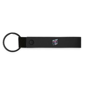 SkiTrip 2026 Retro Neon - Matte PU Schlüsselanhänger - Schwarz - Vorne