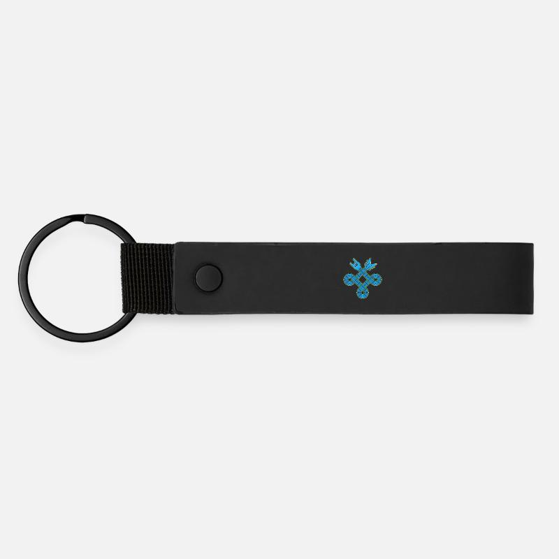 Neon Blue Guitar Knot Emblem - Mat PU nøglering - sort