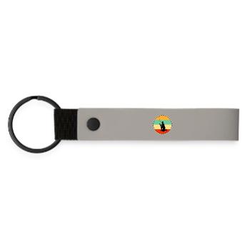 Papa Fisherman Retro Vintage Angelpapa - Matte PU Schlüsselanhänger - Hellgrau - Vorne