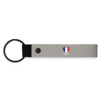 French Girl Heart Fußball - Matte PU Schlüsselanhänger - Hellgrau - Vorne