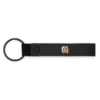 Chat au papillon - Porte-clés en PU mat - noir - Devant