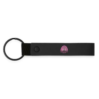 Große Cousine 2027 Boho Regenbogen rosa - Matte PU Schlüsselanhänger - Schwarz - Vorne