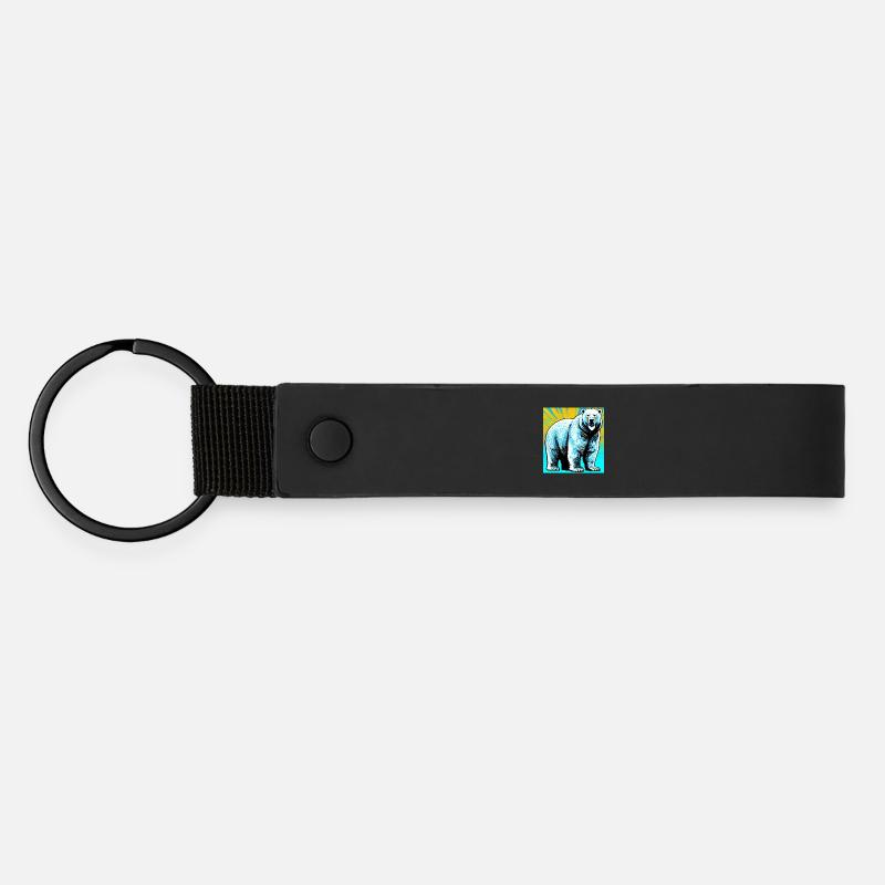polar bear - Matte Pu Keyring - black