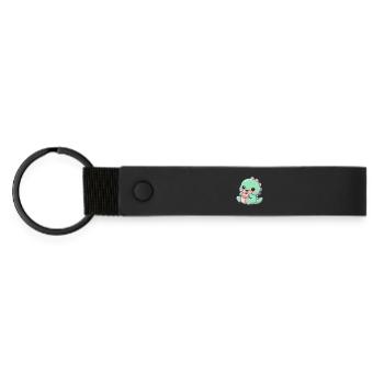 Donut Dino Sugar Joy - Matte Pu Keyring - black - Front