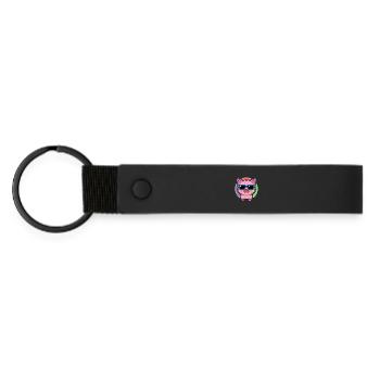 Kawaii Pig Rainbow Glasses - Matte PU Schlüsselanhänger - Schwarz - Vorne