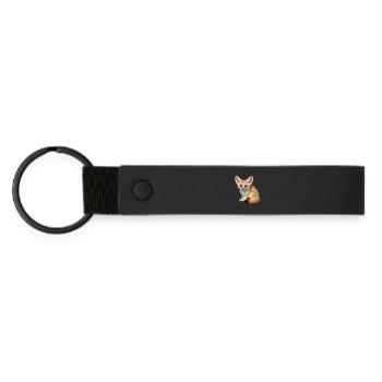 Fennec desert fox - Matte Pu Keyring - black - Front
