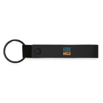Dad Father Grill Master Hero Fun BBQ - Matte Pu Keyring - black - Front