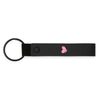Rosa Schmetterling Flügeldesign - Matte PU Schlüsselanhänger - Schwarz - Vorne