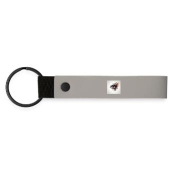Colored eye art with leaves - Matte Pu Keyring - light grey - Front