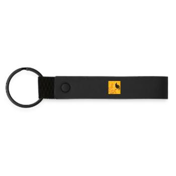 Black Songbird on Yellow Blossoms - Matte Pu Keyring - black - Front