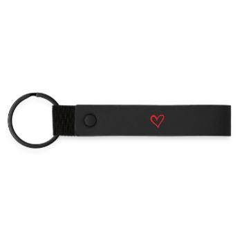 Heart - Matte Pu Keyring - black - Front