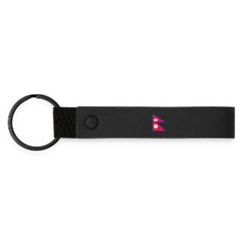 Flag of Nepal - Matte Pu Keyring - black - Front