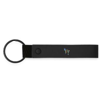 Hummingbird and cocktail - Matte Pu Keyring - black - Front