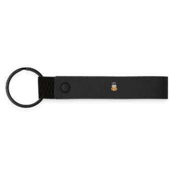 Nachteule Nachtschicht Nachts wach - Matte PU Schlüsselanhänger - Schwarz - Vorne