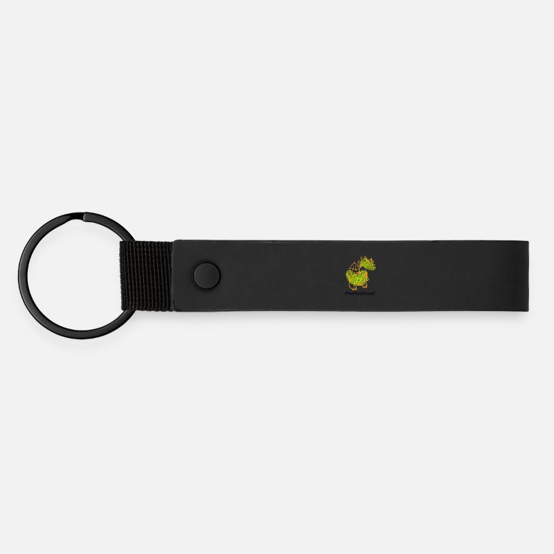Drachenfreund Drache Fingerprint Märchenfigur - Matte PU Schlüsselanhänger - Schwarz