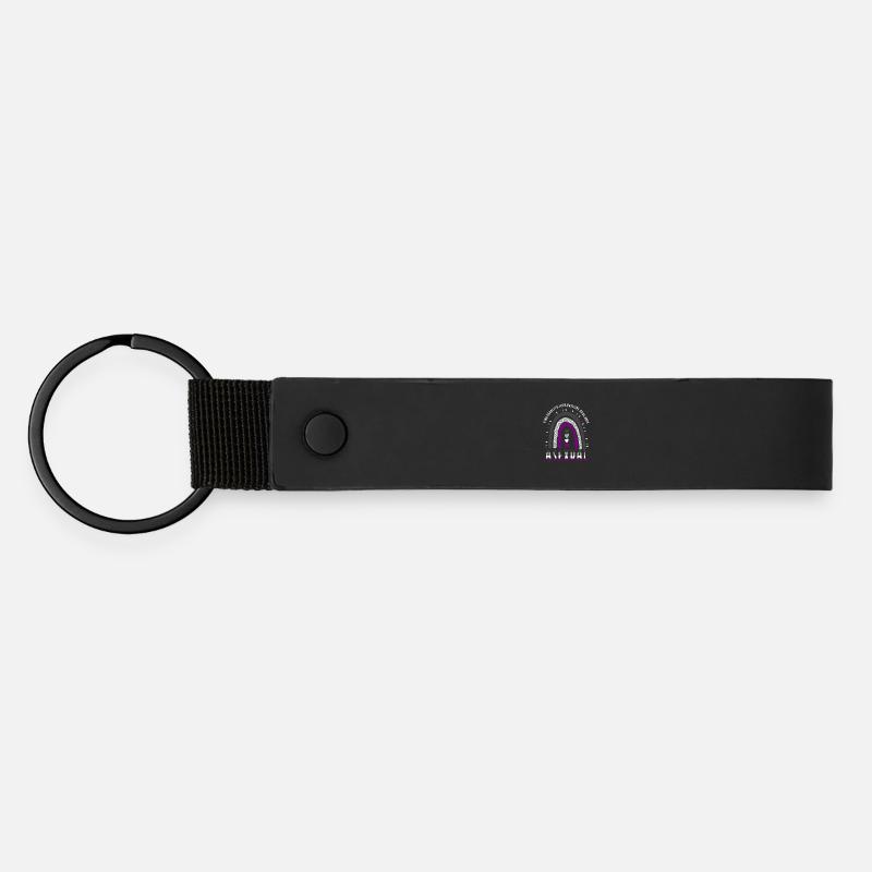 Asexual Pride Ace Pride Boho Rainbow - Matte Pu Keyring - black