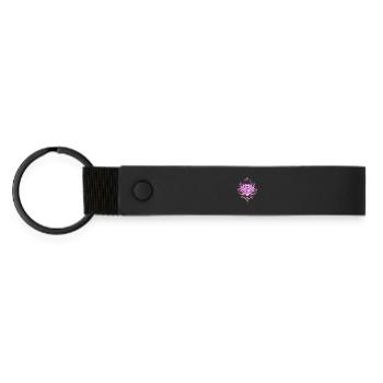 Lotus Lotus Flower Om Symbol - Matte Pu Keyring - black - Front