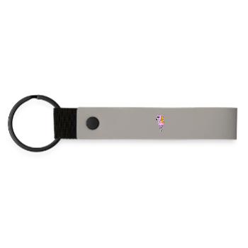 1 year old - school enrolment - Flamingo motif - Matte Pu Keyring - light grey - Front
