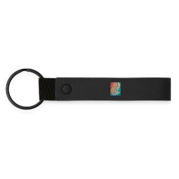 Regenbogenengel - Engel des Einklangs - Engelbild - Matte PU Schlüsselanhänger - Schwarz - Vorne