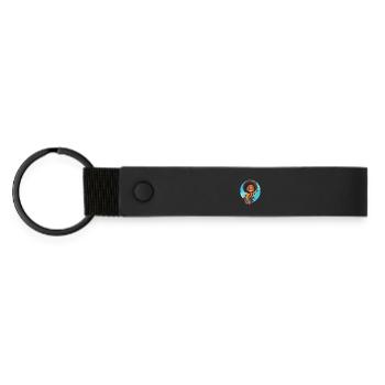 Adventurous Kids Illustration - Matte Pu Keyring - black - Front