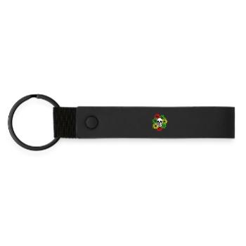 Floral Framed Skull - Matte Pu Keyring - black - Front