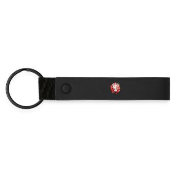 Fuchs Maske Kitsune Japan Anime Kumiho Samurai - Matte PU Schlüsselanhänger - Schwarz - Vorne