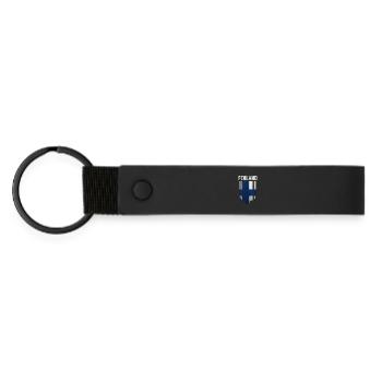 Flag of Finland, Finnish pride - Matte Pu Keyring - black - Front
