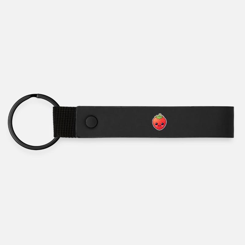 Anime Strawberry - Matte Pu Keyring - black