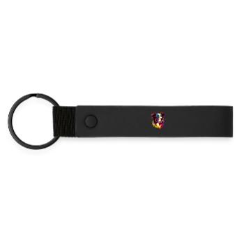 Border Collie Popart Regenbogen Farben Bunte Hunde - Matte PU Schlüsselanhänger - Schwarz - Vorne