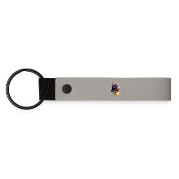 Katze Bunt Regenbogen Farben Popart Cat Mom Katzen - Matte PU Schlüsselanhänger - Hellgrau - Vorne