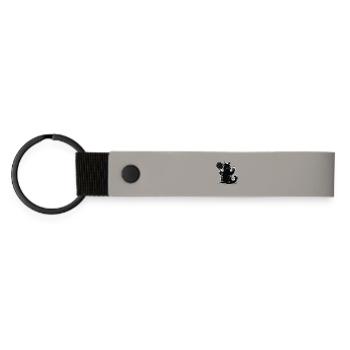Table Tennis Katze Pingpong Black Cat Dad Outfit - Matte PU Schlüsselanhänger - Hellgrau - Vorne