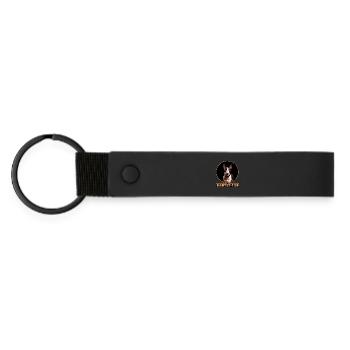 Bull Terrier Dog Portrait Circle - Matte Pu Keyring - black - Front