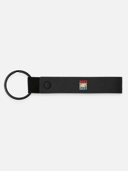 Skat Karten Retro Design - Matte PU Schlüsselanhänger - Schwarz