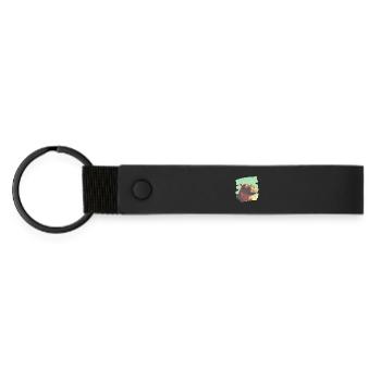 Nilpferd Retro - Matte PU Schlüsselanhänger - Schwarz - Vorne