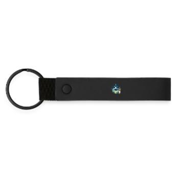 Nocturnal mountain scenery with beer bottle - Matte Pu Keyring - black - Front
