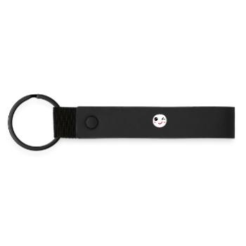 Wink smile - Matte Pu Keyring - black - Front