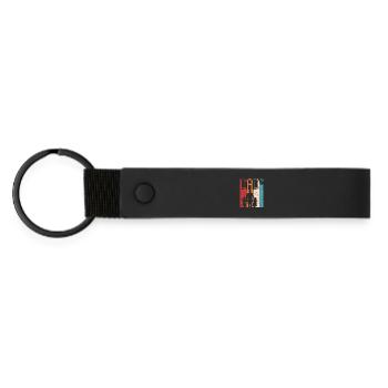 Dad Hoch 2 Vater Zwei Töchter Vatertag Geschenk - Matte PU Schlüsselanhänger - Schwarz - Vorne