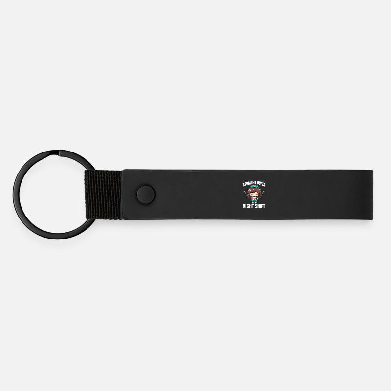 STRAIGHT OUTTA NIGHT SHIFT - NURSE GIFT - Matte Pu Keyring - black