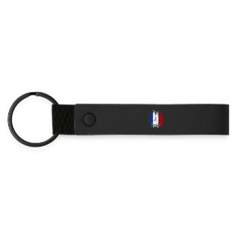 J’aime la France, drapeau de la France - Porte-clés en PU mat - noir - Devant