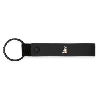 Corgi Gamer – Perfekte Geschenk-Vibes - Matte PU Schlüsselanhänger - Schwarz - Vorne