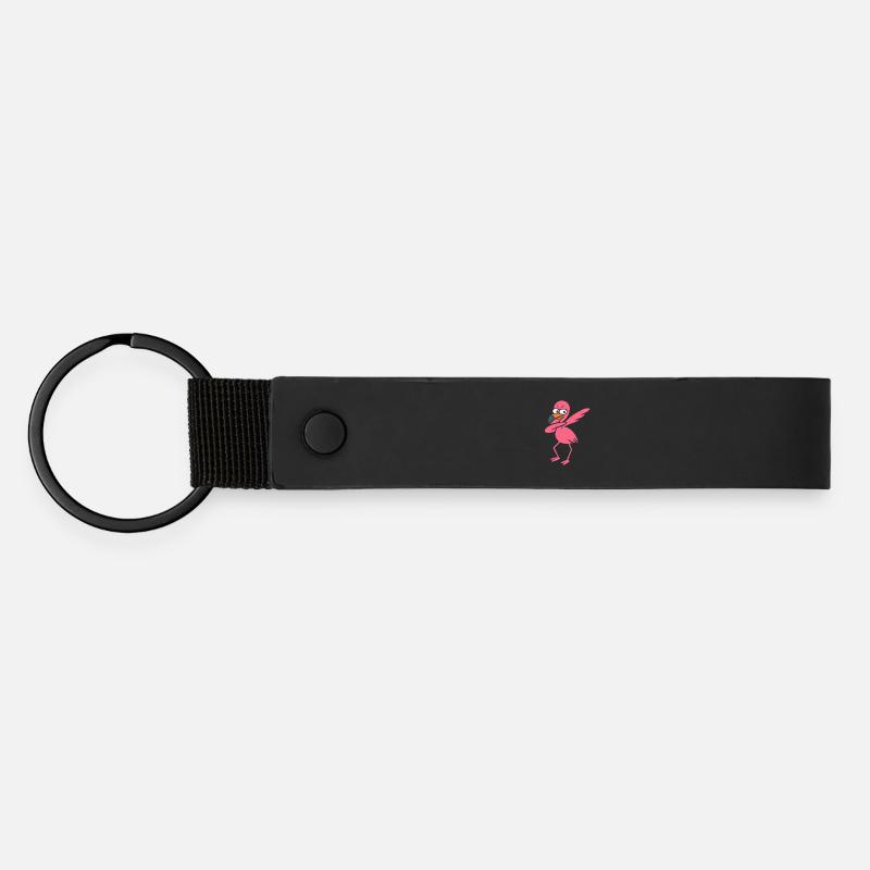 Dancing Flamingo Dabbing - Matte Pu Keyring - black