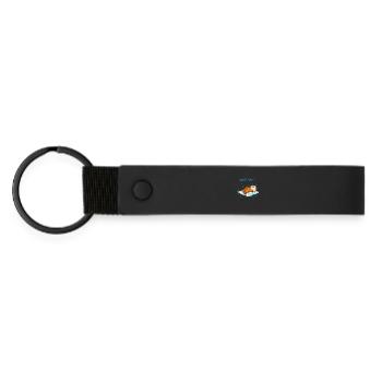Croissant Blue Retro Design - Matte Pu Keyring - black - Front