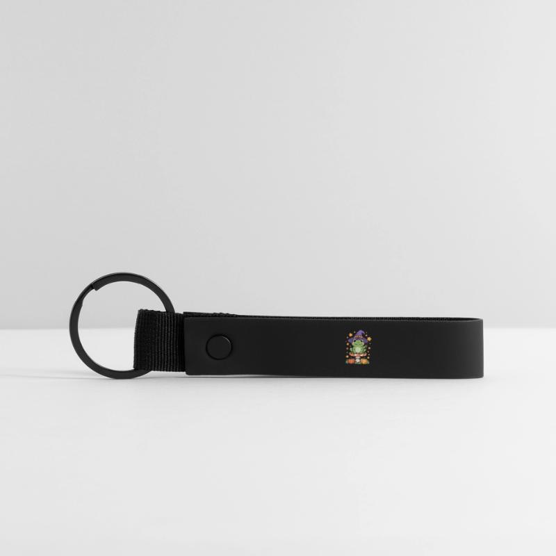 Witch frog on toadstool with pumpkins Matte Pu Keyring