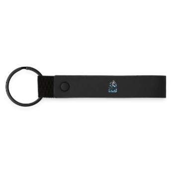 Skeleton on Emu with Cowboy Hat - Matte Pu Keyring - black - Front