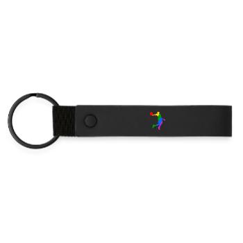 Rainbow Basketball Player - Matte Pu Keyring - black - Front