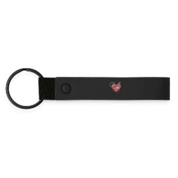 Herzstethoskop Herzen Muster - Matte PU Schlüsselanhänger - Schwarz - Vorne
