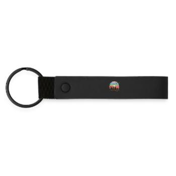 Rétro extérieur nature sauvage ours arbres - Porte-clés en PU mat - noir - Devant