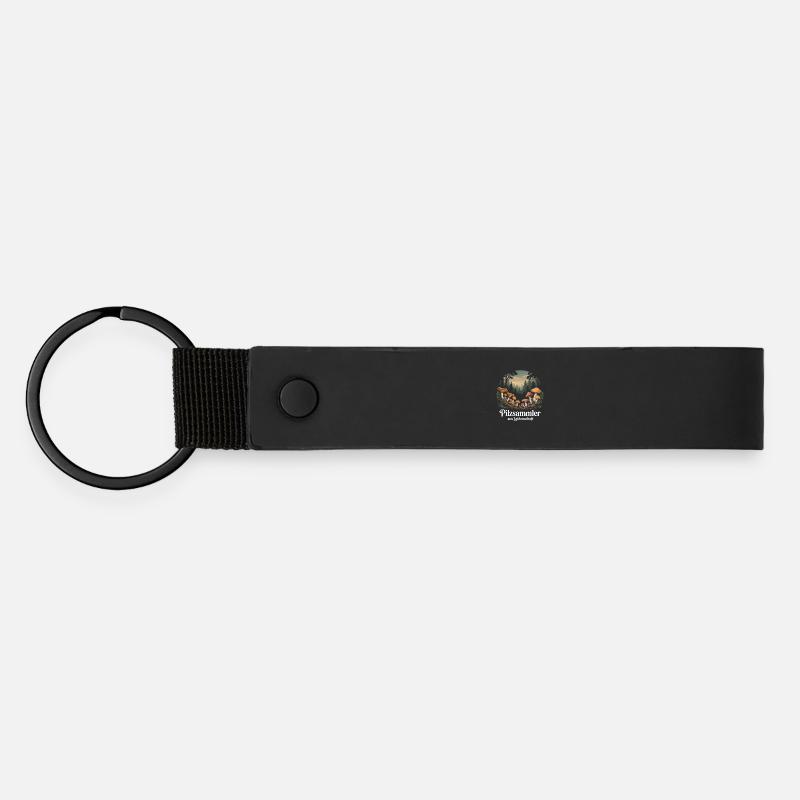 Cueillette de champignons Cueillette de champignons Chasseurs de champignons Forêt - Porte-clés en PU mat - noir