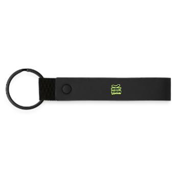 Spooky Season Halloween lettering with bat - Matte Pu Keyring - black - Front