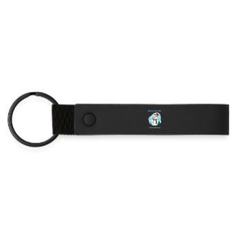 Snow Excited for Winter Snowman Art - Matte Pu Keyring - black - Front